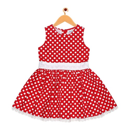 ShopperTree Pure Cotton red Colour Knee Length Dresses for Girls